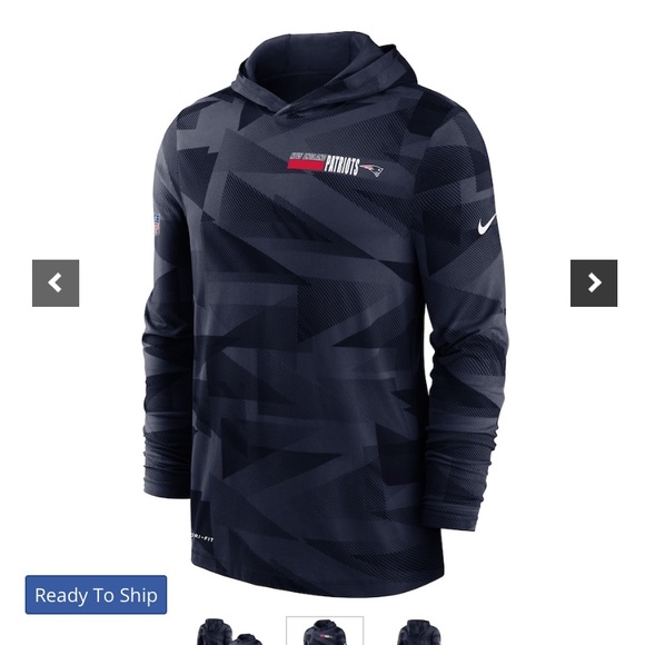 🎁NWT New England Patriots Nike Sideline Impact Hoodie Performance LS T Shirt M - Picture 8 of 8